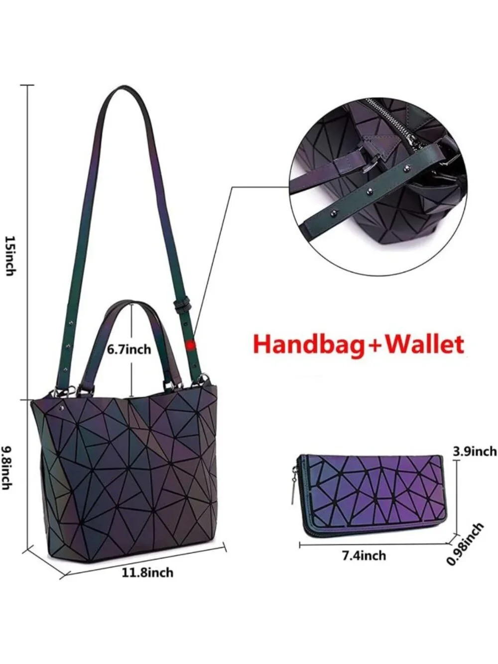 Luminous Geometric Handbag for Women | Stylish Top Handle Satchel Purse